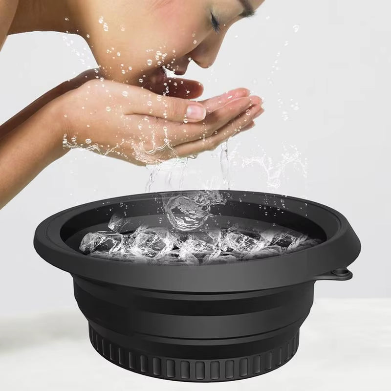 Portable Ice Bath Bowl for Facial Treatments - Folding Washbasin for Skin Care at Home and Travel