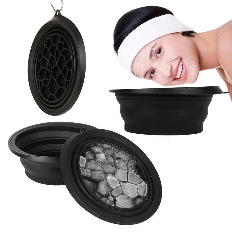 Portable Ice Bath Bowl for Facial Treatments - Folding Washbasin for Skin Care at Home and Travel