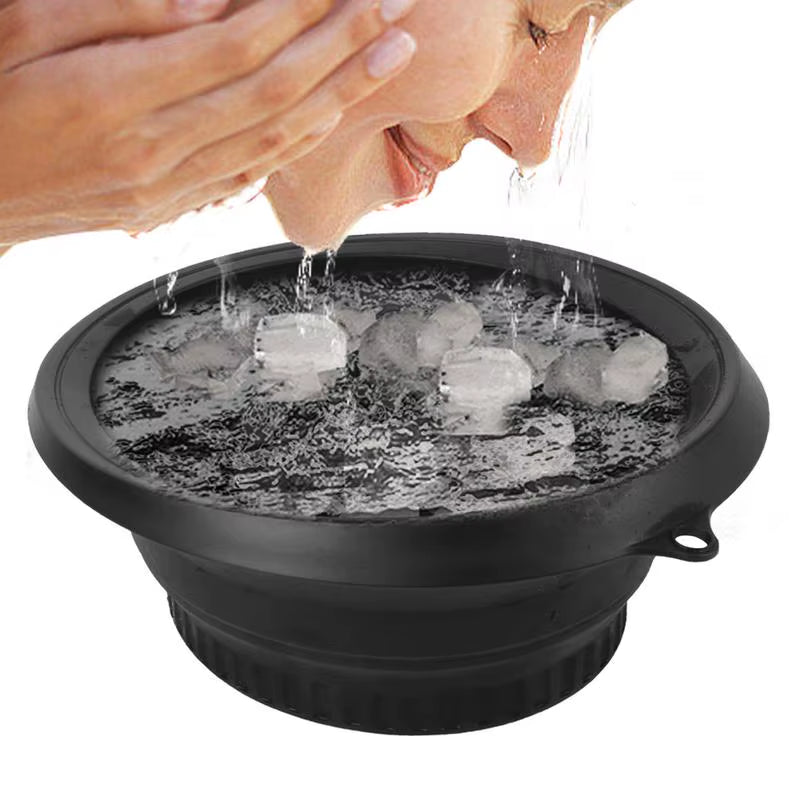 Portable Ice Bath Bowl for Facial Treatments - Folding Washbasin for Skin Care at Home and Travel